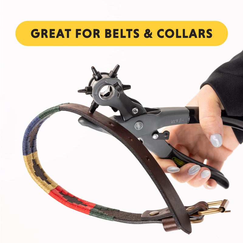 General Tools Leather Hole Punch Tool - 6 Multi-Hole Sizes for Leather, Rubber, & Plastic - Hobbies & Crafts 8.5 inches - Image 2